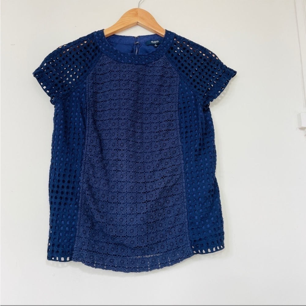 Madewell Navy Blue Eyelet Hideaway To Sz S - Picture 4 of 8